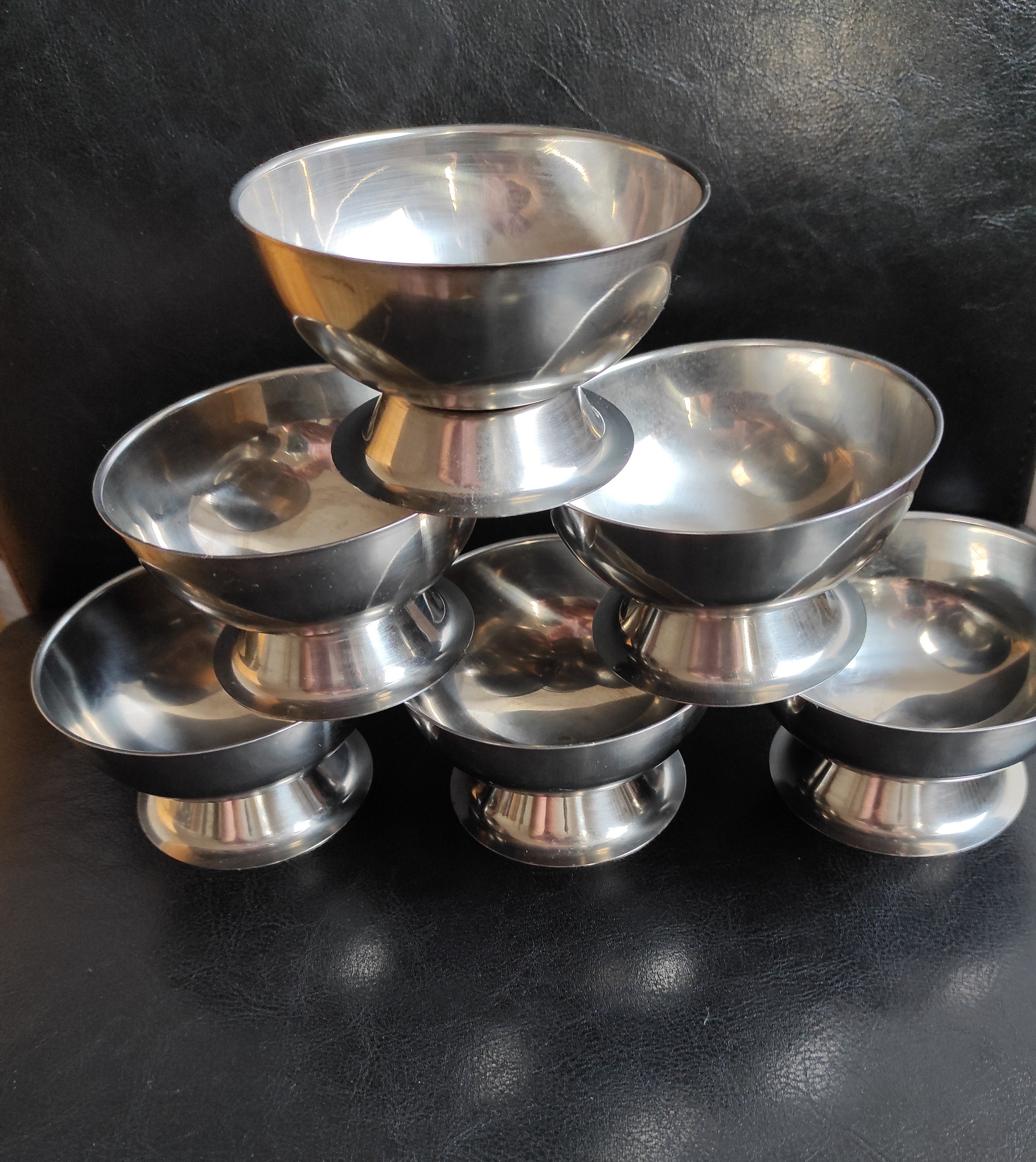 Set of 6 Pieces Vintage Dessert Steel Ice Cream Bowls Etsy