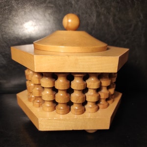 Vintage handmade wooden jewelry box or trinket box
