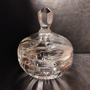 Vintage German Lead Crystal Trinket Box /Crystal Glass Jewelry Box