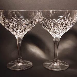 Set of Six Heavy Crystal Champagne Glasses - German Mid Century Crystal Glasses Made from Thick Lead Crystal