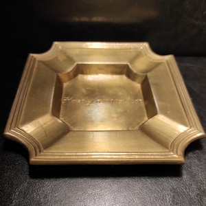 Large vintage solid brass ashtray/Antique brass or bronze ashtray or trinket bowl
