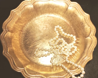 Large 950gr Vintage Brass Trinket Bowl - A heavy jewelry storage bowl made from solid brass / Bronze or brass fruit bowl