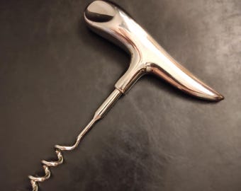 Vintage heavy-duty zilverkleurige kurkentrekker voor collectie, barwagen, cadeau