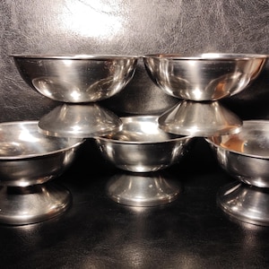 Set of 5 pieces vintage ice cream bowls - Stainless steel ice cream cups mid-century Germany