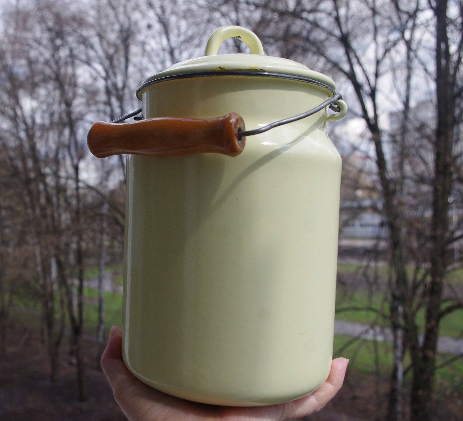 Vintage Enamel Milk Can Enamel Jar 3 Liters Etsy