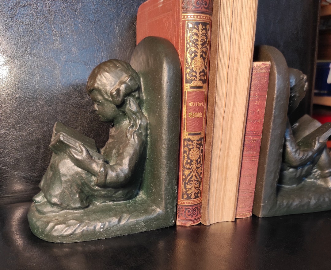 One Vintage Ceramic Bookend. One of Bookend With Figurines of Reading
