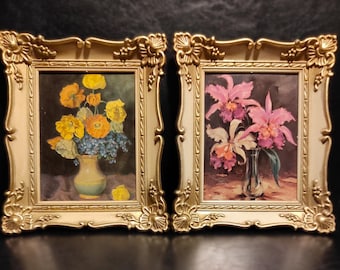 Set of 2 Vintage Lightweight White-Gold Plastic Photo Frame Without Glass With Old Reproduction/Gold Wall Photo Frame For Creative Projects