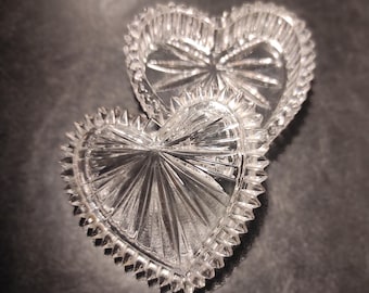 Kleine vintage hartvorm loodkristallen sieradendoos voor kleine sieraden / hartvorm kristallen ring opbergdoos kristallen trinketdoos