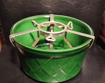 Vintage German ceramic Christmas tree stand from the middle of the last century. Old  ceramik Christmas tree holder with water bowl.