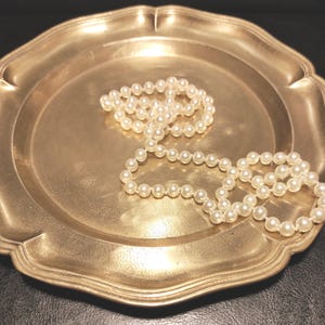 Large Vintage Solid Brass Trinket Tray - Brass Dish or Jewelry Plate - Weight 780 grams - Vintage Bronze or Brass Cookie Tray or Fruit Bowl