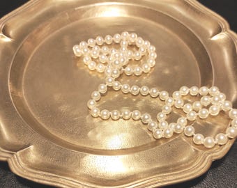 Large Vintage Solid Brass Trinket Tray - Brass Dish or Jewelry Plate - Weight 780 grams - Vintage Bronze or Brass Cookie Tray or Fruit Bowl