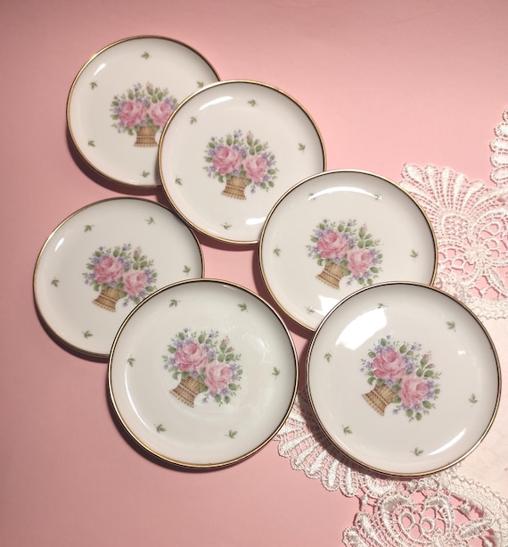 Set 6 Vintage Coasters German Porzellanfabrik AL-KA Kunst Alboth & Kaiser