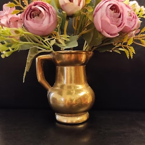 Small Heavy Vase 908 grams Vintage Solid Brass or Bronze Jug/Small Brass Flower Vase/Brass or Bronze Trinket Pot