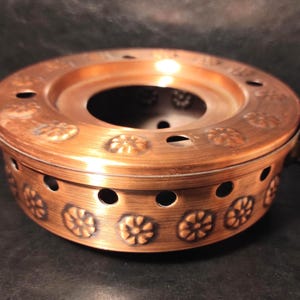 Vintage Kupfer Stövchen für Kaffeekanne, Teekanne oder Speisenwärmer / altes Mid-Century Kupfer Stövchen für den Tisch / Duftlampe / Räucherschale