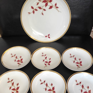Set of six butter pats/Set of 1 plate and 6 vintage small saucers\Vintage German porcelain coasters produced by Händel manufactory 50-60s