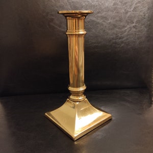 Vintage Brass Candle Holder (430 grams) - Old tall gold candle holder for a thin candle
