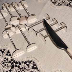 Set of 9 vintage silver plated knife rests/Serving silver plated knife rests /Silver tone knife rests - serving silver plated cutlery rests