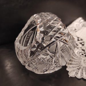 Vintage Small German Heavy Lead Crystal Candy Bowl or Trinket Vase Fruit Bowl 70s