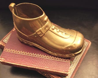 Vintage Messing Bleistifthalter Schuh Figur / Gewicht - 342 gr Briefbeschwerer Messing oder Bronze - Schuhförmige Figur für Geschenk, Schreibtisch oder Bücherregal Dekor