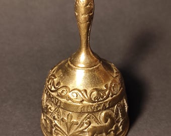 Vintage Solid Brass Engraved Bell / Bronze, brass bell for decor or home use/Wedding patterned brass bell for collection, display, gift