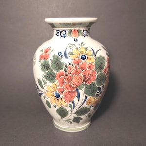 Polychrome Delft Holland Small Vintage Hand Painted Ceramic Vase
