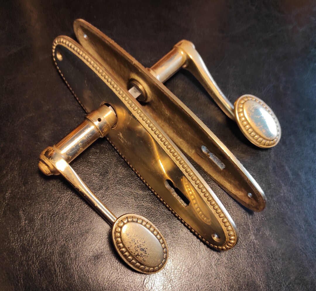 Vintage Brass Door Handles Set Door Handles and Keyhole Covers Brass Front Door Handles Etsy