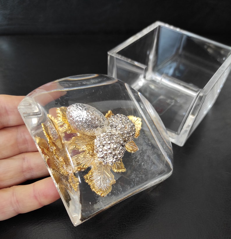 boîte à bijoux allemande vintage en plexiglas. Boîte en plexiglas transparent faite main. Boîte à bijoux en plexiglas. image 5