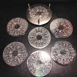 Set of 6 Vintage Silver Plated Coasters for Vintage Setting