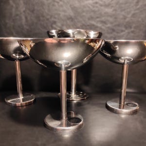4er Set Vintage Dessert Stahl Eisbecher - Dessertschalen aus Edelstahl