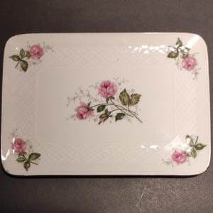 Vintage deutsches Porzellan kleines Tablett/Servierplatte oder Tablett 12,5 x 17,5 cm Seltmann Weiden Porzellan Mitte des letzten Jahrhunderts