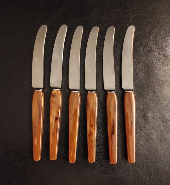 Solingen Eichenlaub - Vintage Set of 6 Fruit Knives With Bakelite