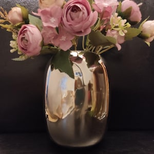 Vaso vintage color argento - Vecchio vaso in ottone placcato argento di metà secolo