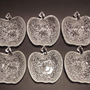 Set of Six Vintage Glass Bowls/Old Apple Shaped Bowls for Ice Cream, Sherbet or Other Desserts/Glass salad bowls for compote or fruit salad