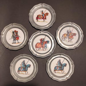 Set of 6 Vintage Pewter Beer Coasters - Vintage German Mid-Century Metal Coasters - For Vintage Decor for your Kitchen, Bar, Restaurant