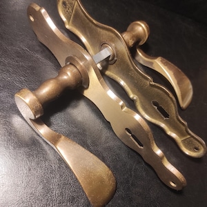 Vintage Messing Türgriffe - Set Türgriffe und Schlüssellochabdeckungen - Messing Haustürgriffe