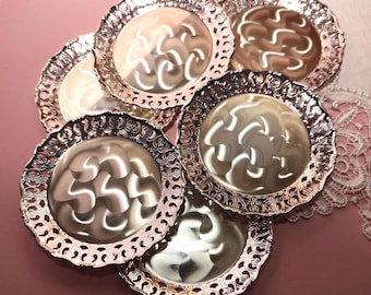 シルバープレートカップコースター4枚セット、ヴィンテージシルバー