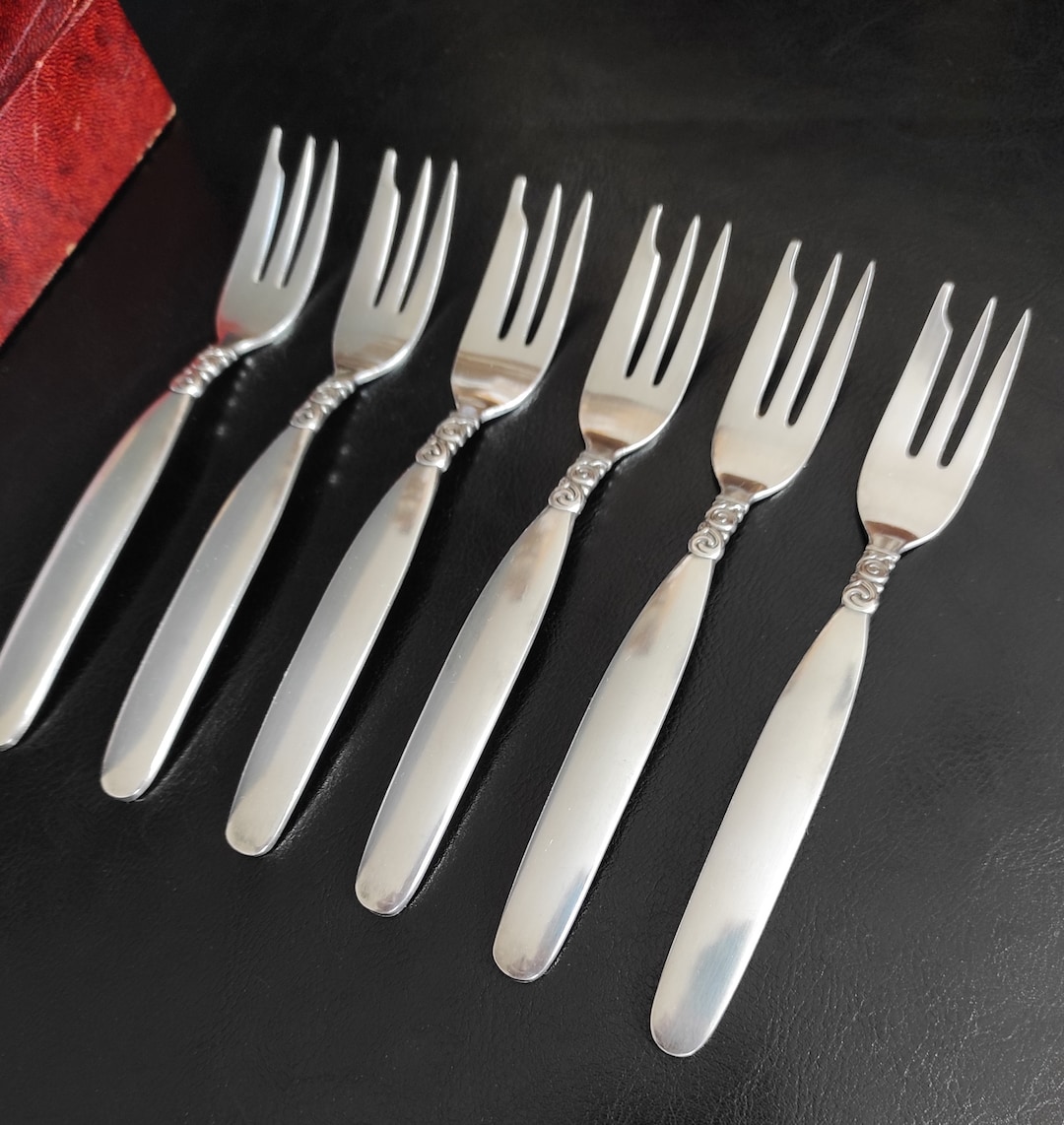 Set of 6 Vintage Silver Plated Dessert Forks Midcentury German Silver