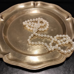 Large Vintage Solid Brass Trinket Tray - Brass Dish or Jewelry Plate - Weight 780 grams - Vintage Bronze or Brass Cookie Tray or Fruit Bowl