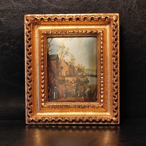 Piccola cornice dorata vintage senza vetro, con vecchia serigrafia