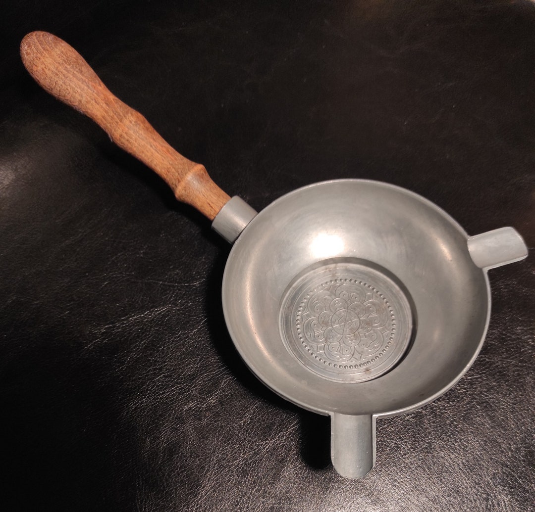 Vintage Pewter German Ashtray Old Pewter Ashtray With Wooden Handle