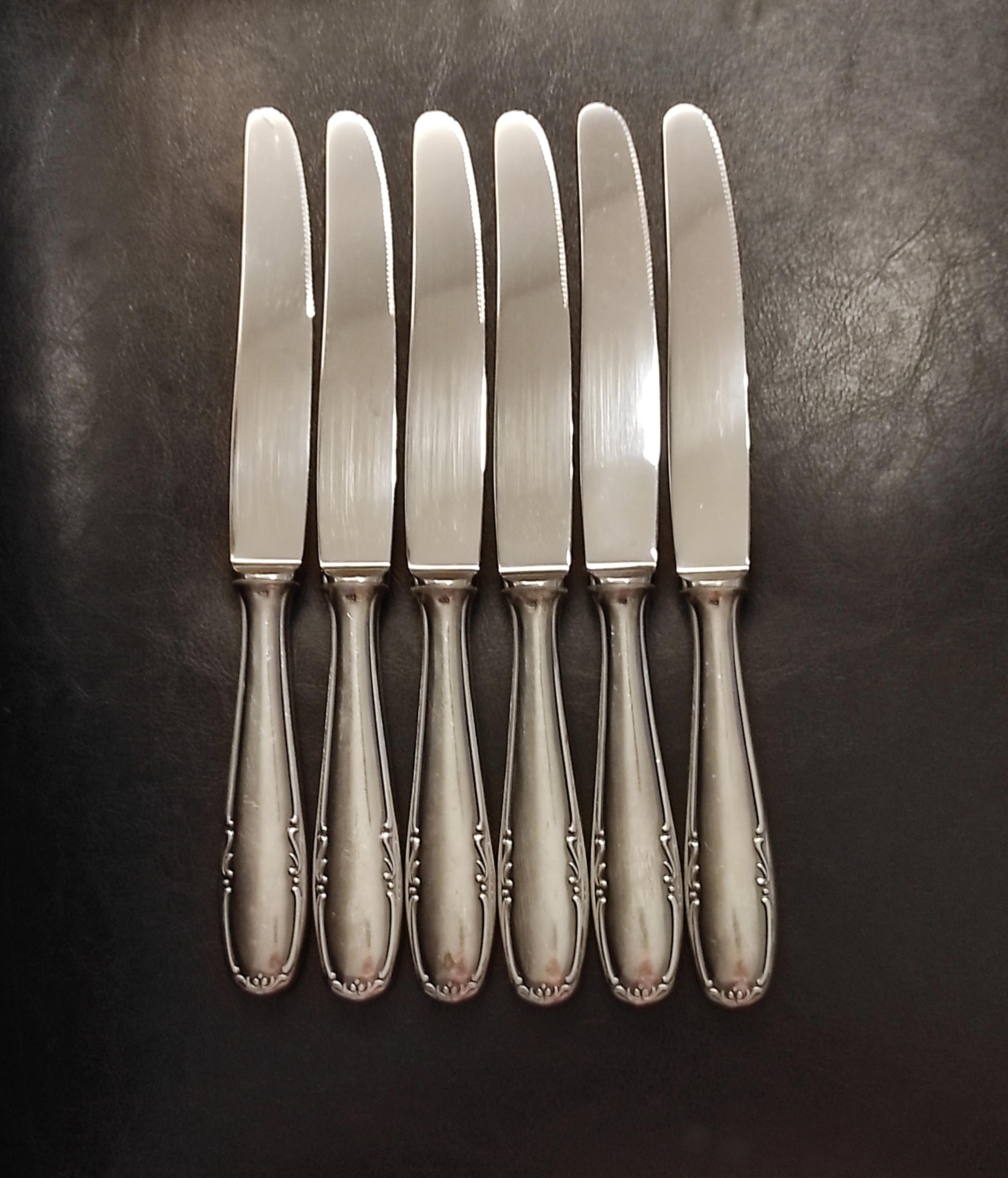 Solingen/ Set of 6 Vintage German Knives With Silver-plated