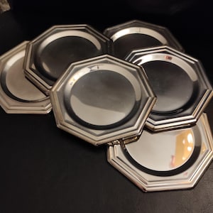 Set of 6 vintage silver plated steel coasters - Old coasters silver tone German/Silver coasters for vintage setting Kitchen, Bar, Restaurant