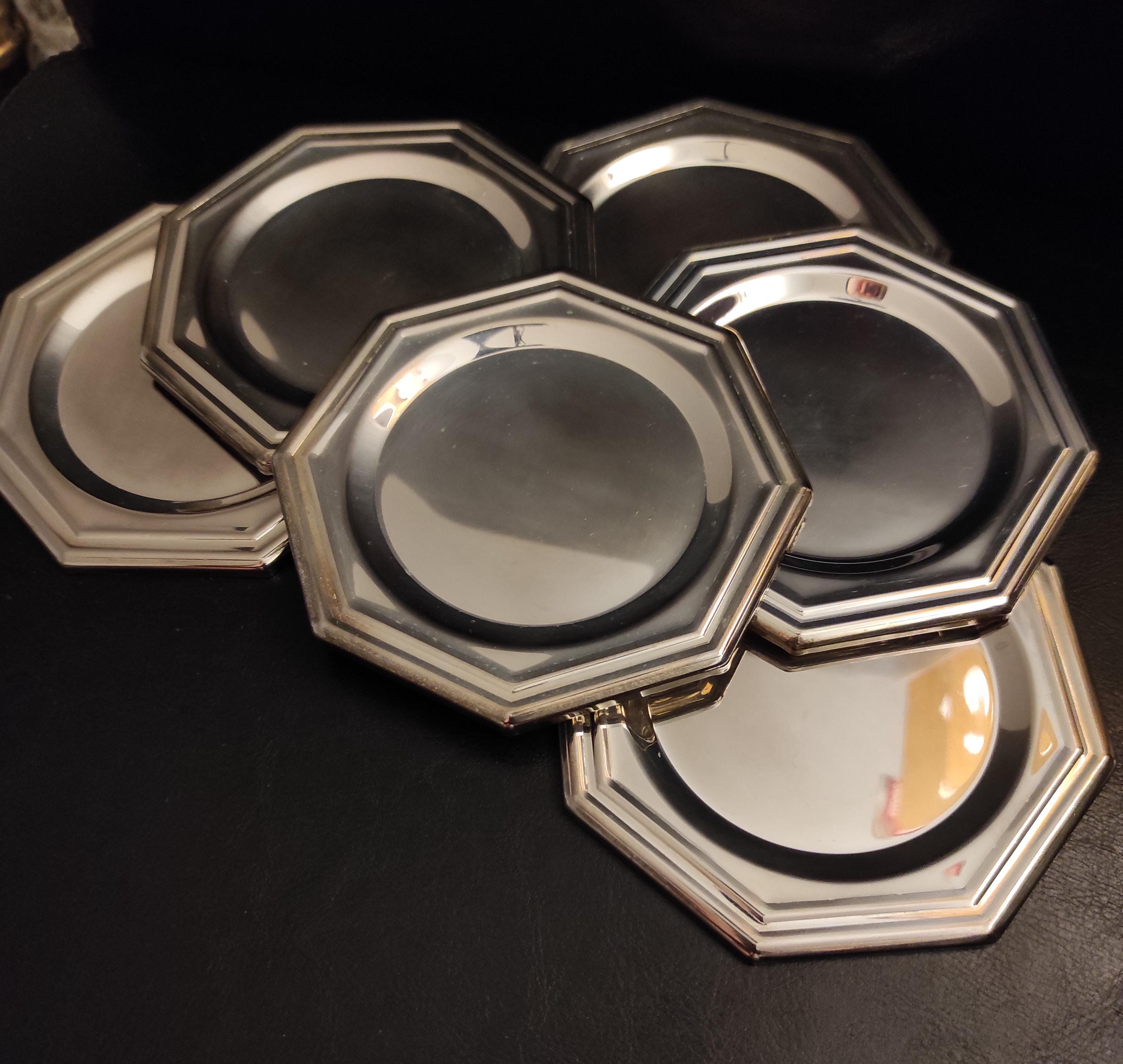 ヴィンテージシルバーメッキスチールコースター6枚セット