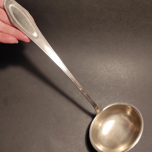 Antique Silver Tone Alpaca Ladle/Large Art Deco Serving Ladle Early Last Century for Collection, Kitchen Decor, Restaurant, Photo Prop