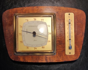 Estación meteorológica de interior vintage - Barómetro y termómetro - Antigua estación meteorológica de pared alemana para interiores - Termómetro doméstico Celsius