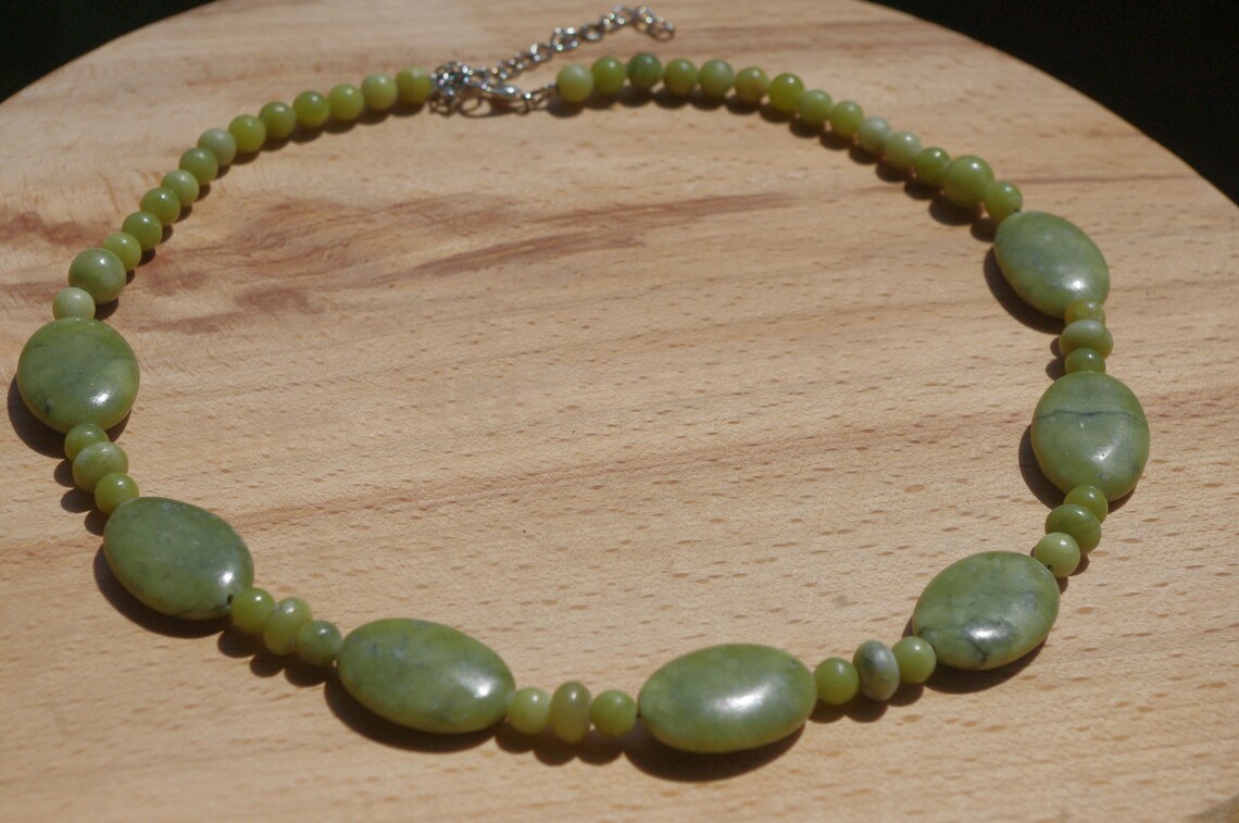 Handmade jade necklace natural stone . Etsy