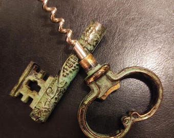 ヴィンテージ真鍮コルク抜きアンティークキーボトルオープナー