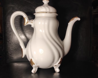 Weimer Porzellan Große Weiß und Gold Vintage Kaffeekanne - Große weiße Kaffeekanne - Antike Porzellan Teekanne oder Kaffeekanne