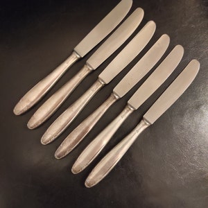 Solingen - Antique set of 6 silver plated table knives - Set of German table knives with silver plated handles
