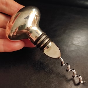 Vintage massive heavy silver-plated corkscrew-opener-cork with an advertising inscription/Antique corkscrew for your collection or for a bar
